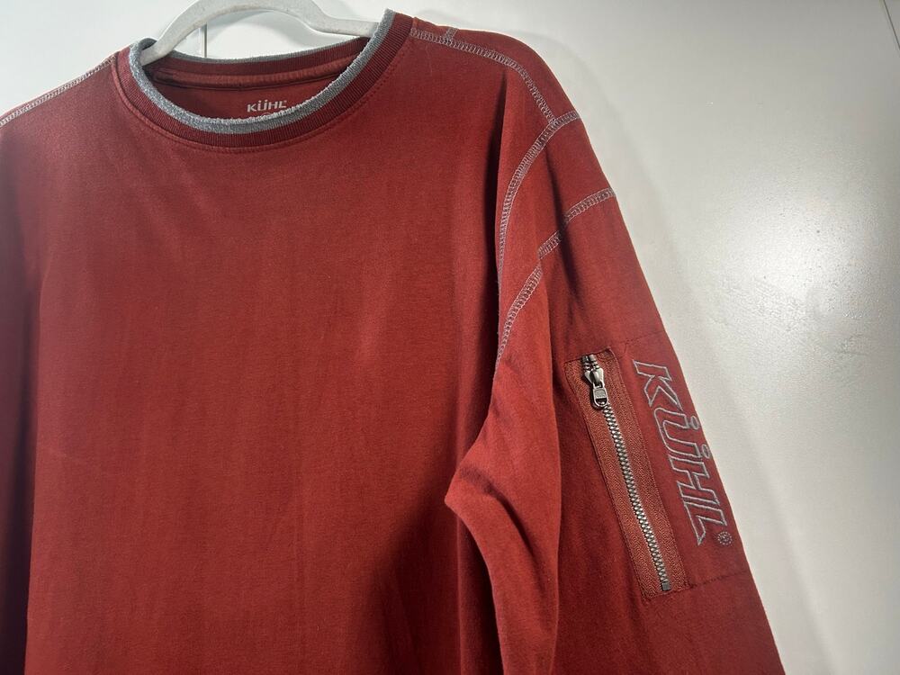 KÜHL Kommando Crew Wildfibre Organic Cotton Shirt Men’s L Rust Thumb Holes